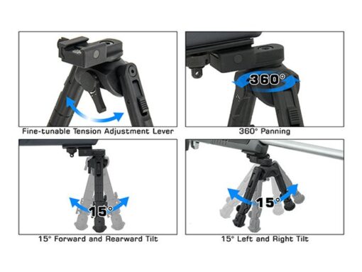 UTG Recon 360 TL Bipod, 5.5"-7.0" Center Height, Picatinny - Image 2