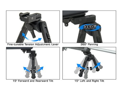UTG Recon 360 TL Bipod, 8"-12" Center Height, Picatinny - Image 2