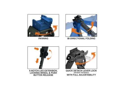 UTG Foldable Metal Bipod, Quick-Detach, Telescoping Legs - Image 5